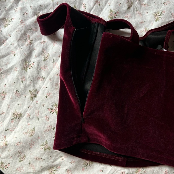Burgundy Velvet Corset Top - Picture 5 of 5